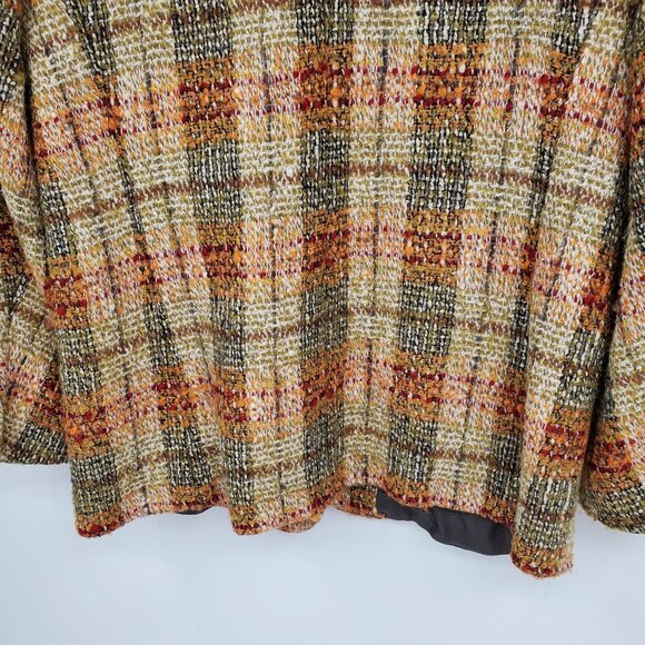 Vintage Alex Pure Wool Orange Plaid Tweed One 0Button Academia Blazer Jacket 12 - Picture 11 of 11